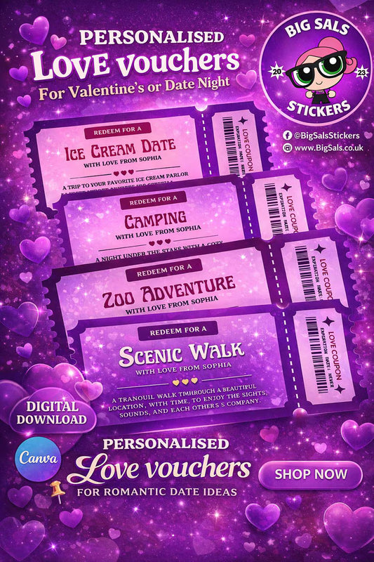 Personalised Love Vouchers – Editable Romantic Date Coupons (Instant Digital Download)