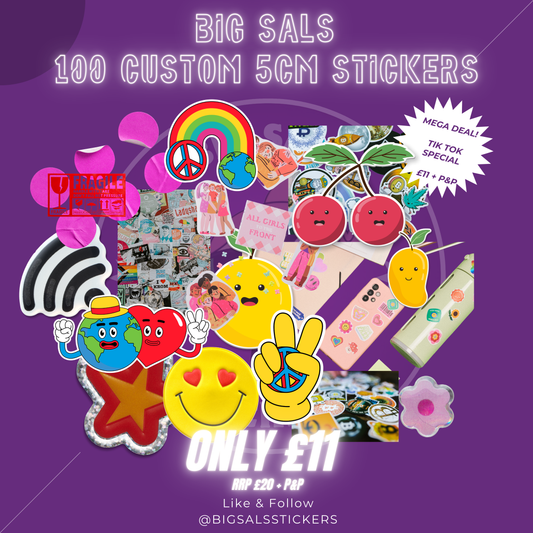 100 5cm Sticker Deal! Any Finish Set Price £11 + P&P