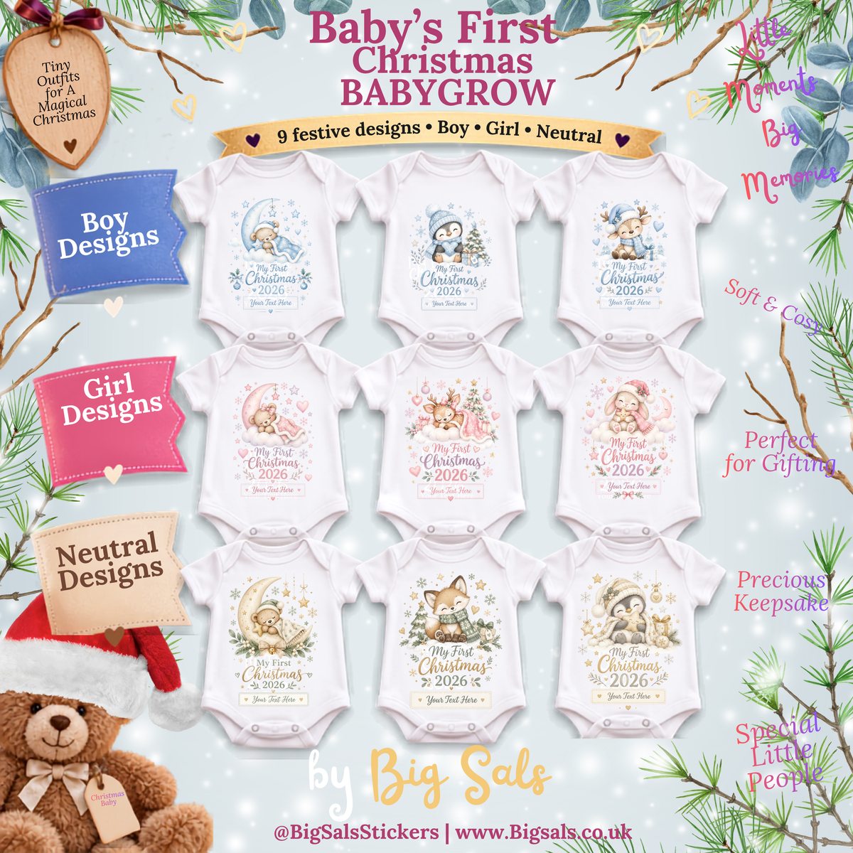 Baby's First Christmas 2026 Personalised Baby Grow | Big Sals