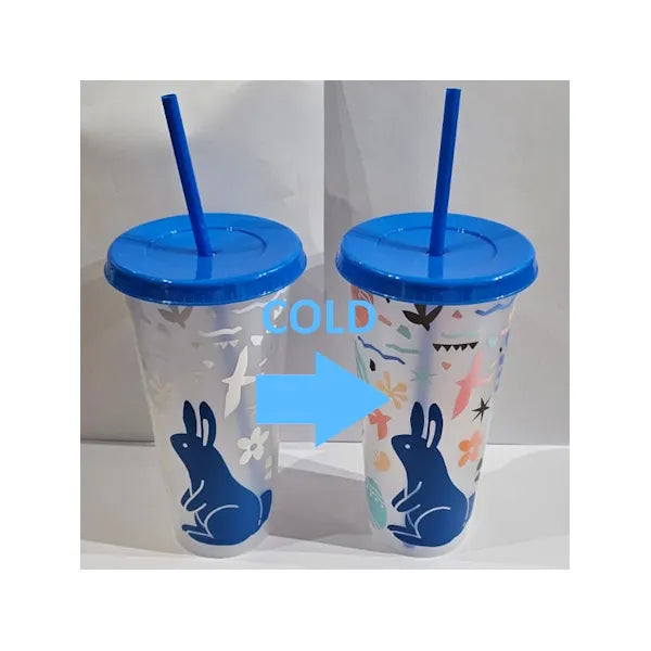 Bunny Easter Tumbler | 24oz Colour Changing Tumbler Cup – Hot & Cold Reactive Reusable Drink Cup
