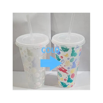 Bunny Easter Tumbler | 24oz Colour Changing Tumbler Cup – Hot & Cold Reactive Reusable Drink Cup