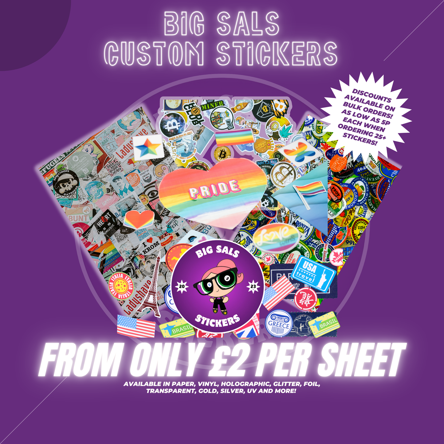 Glitter Die Cut Vinyl Stickers