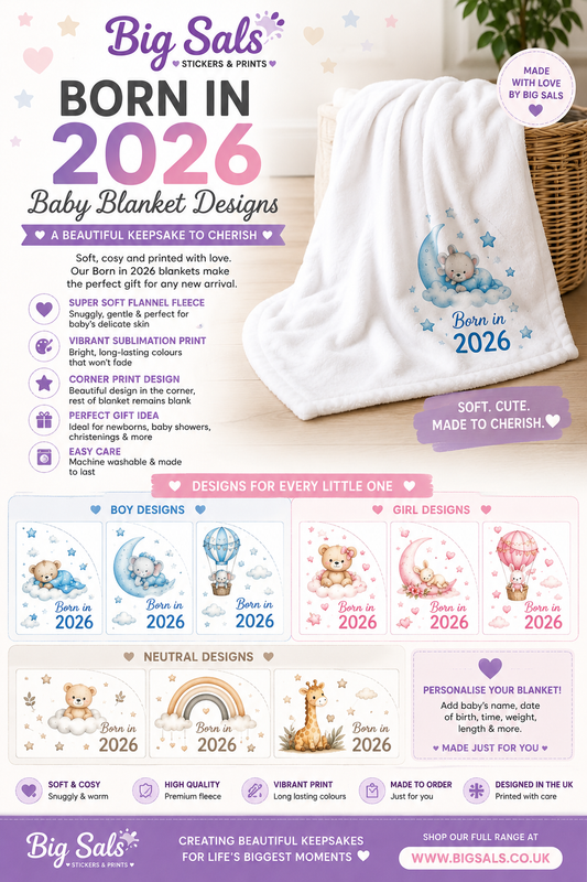 Born in 2026 Personalised Baby Blanket | Custom Keepsake Gift