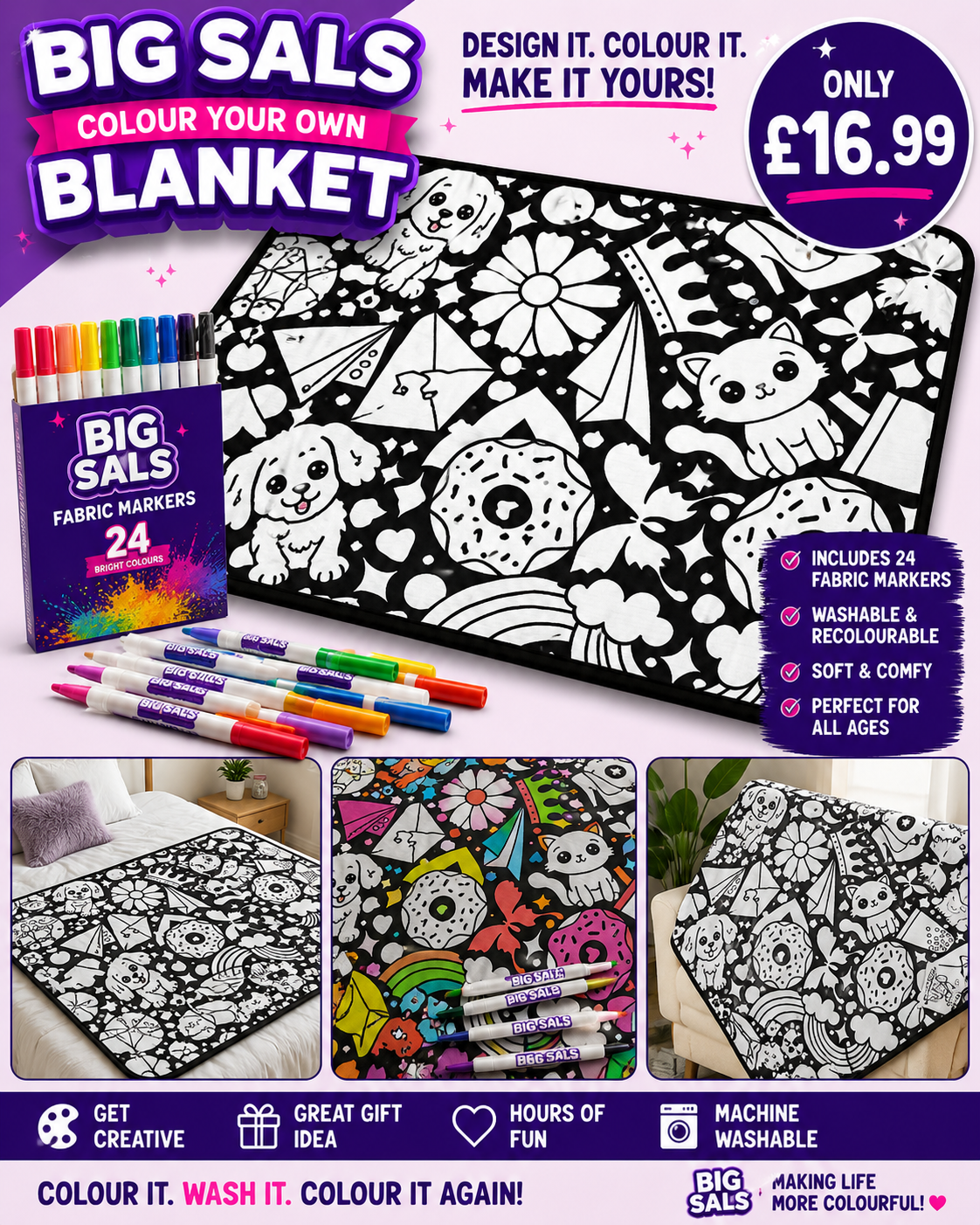 Big Sals Colour Your Own Blanket