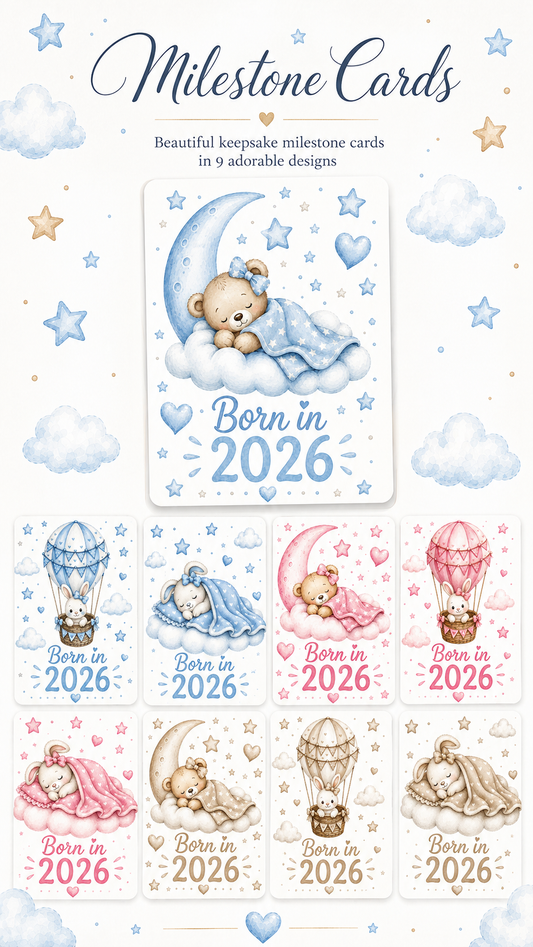 Born in 2026 Milestone Cards | Custom Keepsake Gift - Big Sals