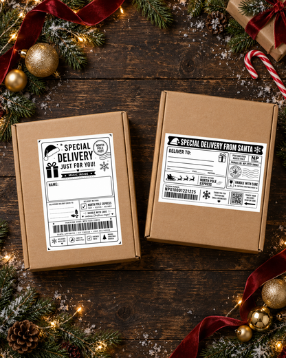 100 Christmas Post Label Designs | Editable Digital Download