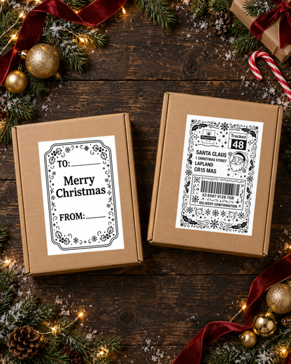 100 Christmas Post Label Designs | Editable Digital Download