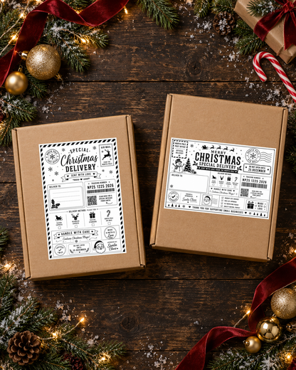 100 Christmas Post Label Designs | Editable Digital Download