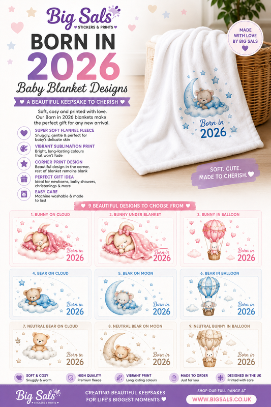 Born in 2026 Personalised Baby Blanket | Custom Keepsake Gift - Big Sals