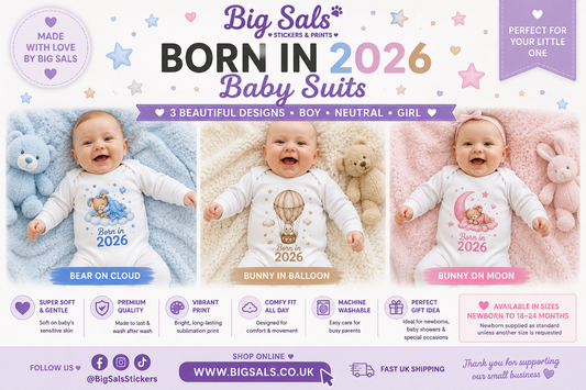 Born in 2026 Personalised Baby Grow | Custom Keepsake Gift - Big Sals