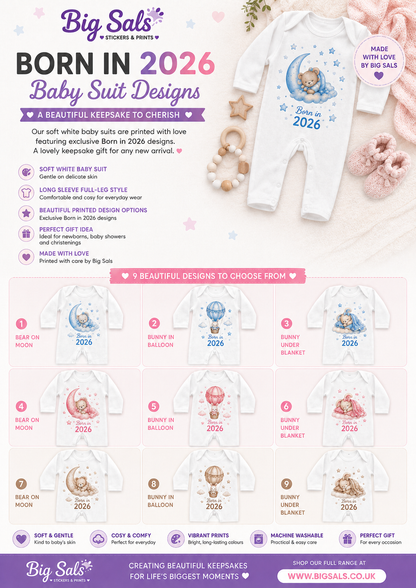 Born in 2026 Personalised Baby Grow | Custom Keepsake Gift - Big Sals