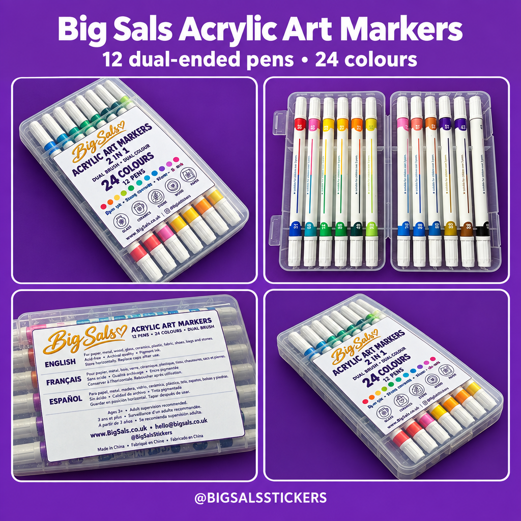 Big Sals acrylic art markers multi-view mock-up