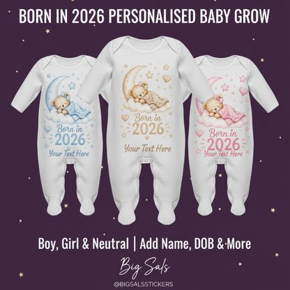 Born in 2026 Baby Grow - Main Promo with Your Text Here