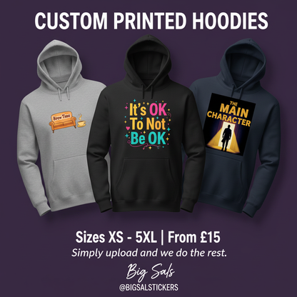 Custom Printed Hoodies - XS to 5XL