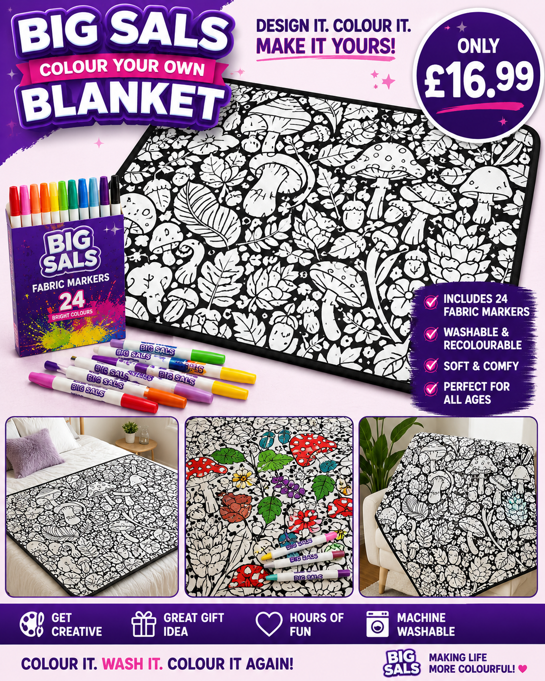 Big Sals Colour Your Own Blanket