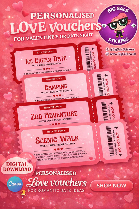 Personalised Love Vouchers – Editable Romantic Date Coupons (Instant Digital Download)