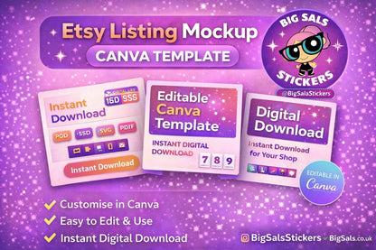 Editable Etsy Listing Mockup Template – Canva Digital Product Mockups (Instant Download)