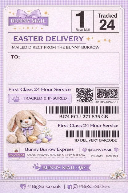 Easter Bunny Special Delivery Stickers – Tracked 24 Pastel Label Designs (Printable Digital Download)