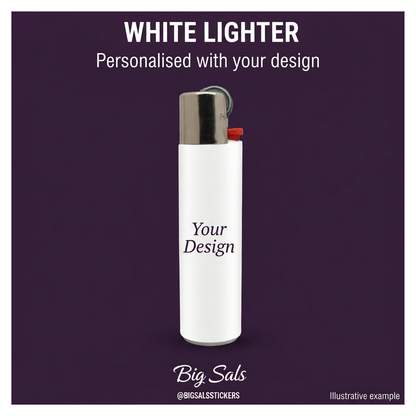 Illustrative white lighter with Your Design sample personalisation.